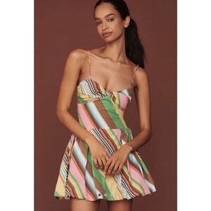 NEW Anthropologie S/W/F Fitted Ballon Mini Dress Medium La Fiesta Colorful